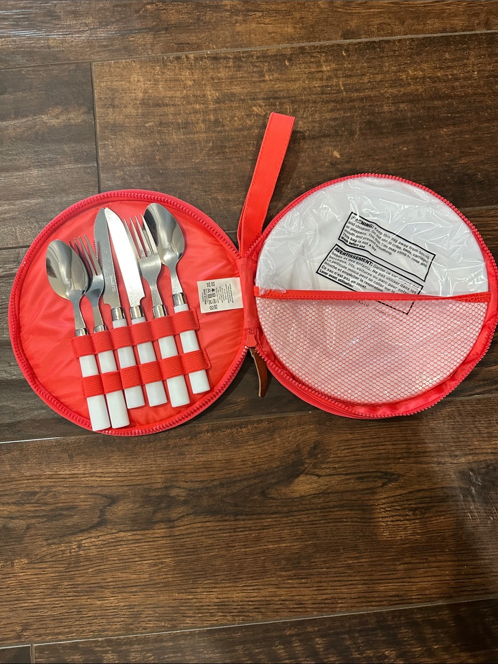 Sunnylife Red Cutlery Travel Set with White Handles